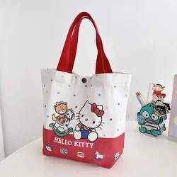 MINISO Disney Women Shoulder Tote Bags Sanrio Cartoon Canvas Hand Bags for Women with Hasp Girls Luxury Brand Bag Designer Bag