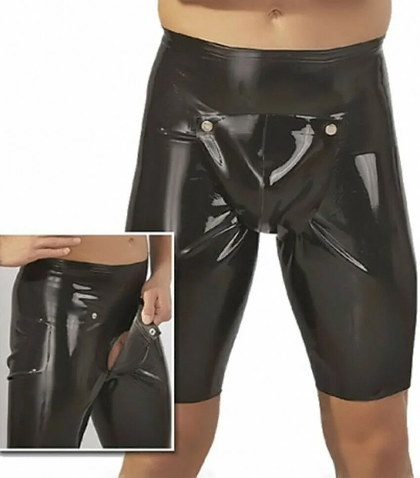 Fetish 100% Latex Rubber Schwarz Mittlere Taille Boxershorts Pant Höschen Größe S-XXL