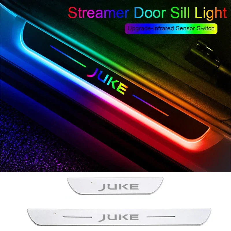 Car Threshold Pathway Decorative Lamp Plate for Nissan Juke Acrylic LED Welcome Pedal Strip USB Doorsill Streamer Light