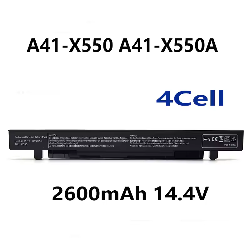 סוללת A41-X550 A41-X550A 4 תאים 2600mAh 14.4V עבור Asus X550 X550C X550B X550V X550D X450C X452 A450C K550L F552C F552VL