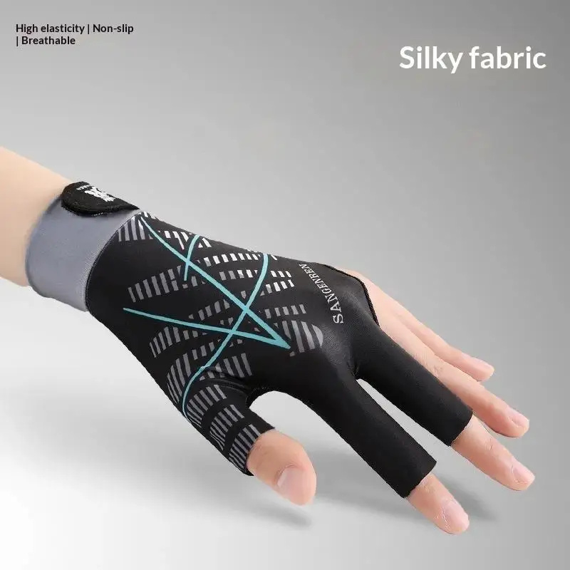 Professioneller Billard-Handschuh für Linkshänder, Silikon-Anti-Rutsch, Elastisch, Atmungsaktiv, 3-Finger-Snooker-Handschuh – Detail 4