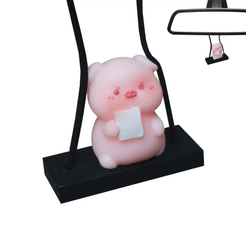 Swing Pig Animal Car Interior Accessories Cute Lucky Swinging Pig Car Mirror Hangable Ornament Car Interior Pendant Accessories