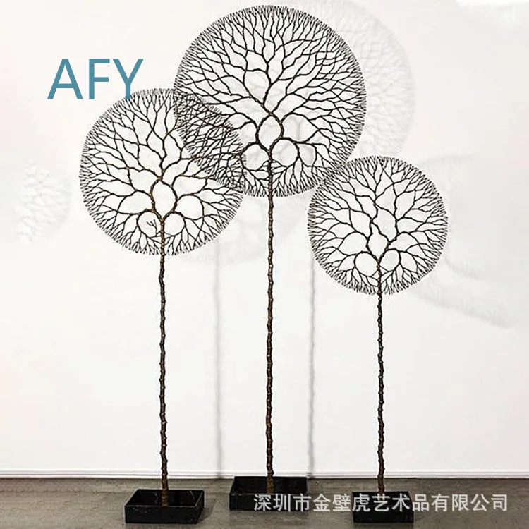 Metal Dandelion Sculpture Abstract Iron Plant Decor for Model Home and Sales Office Creative Metal Art