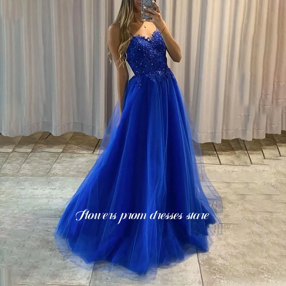 

Платье для выпускного вечера с кружевной аппликацией и цветами, вечернее платье трапециевидной формы, вечерние платья для женщин, платья на бретелях, платья de fiesta по индивидуальному заказу