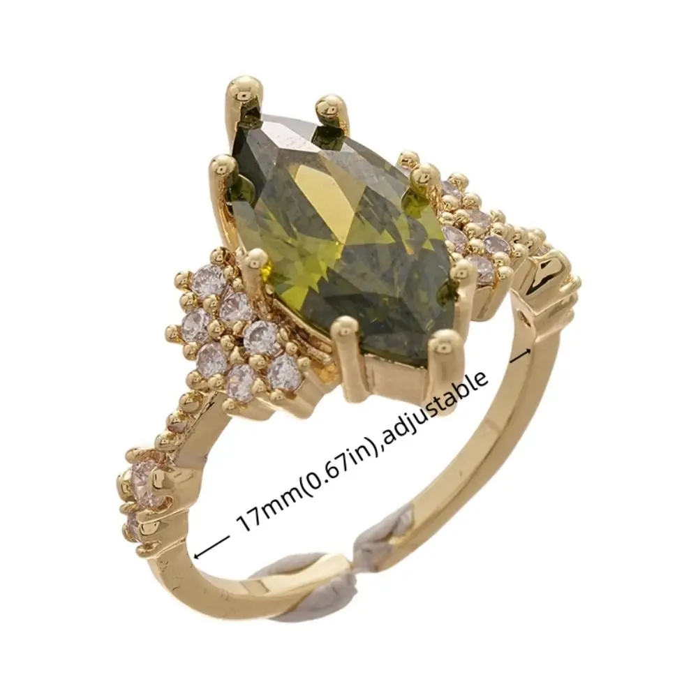 Mode Prachtige Groene Strass Ringen Verstelbare Franse Stijl Vintage Zirkoon Ringen Sieraden Opening Shining Ringen Party