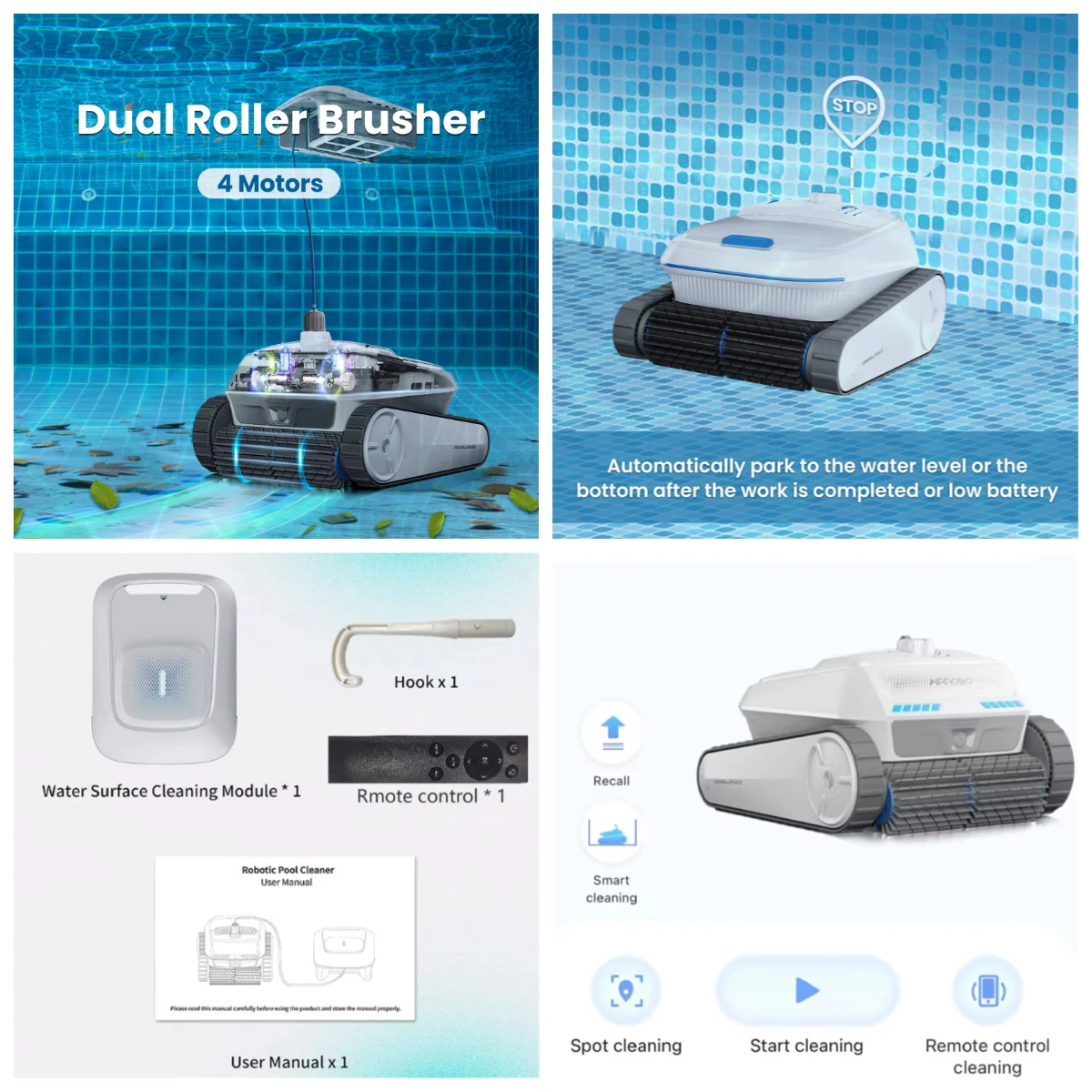

AIRROBO Wireless Wall-Climbing Robot Pool Cleaner, APP-Controlled Automatic Vacuum with Filtration for Outdoor Swimming Pools