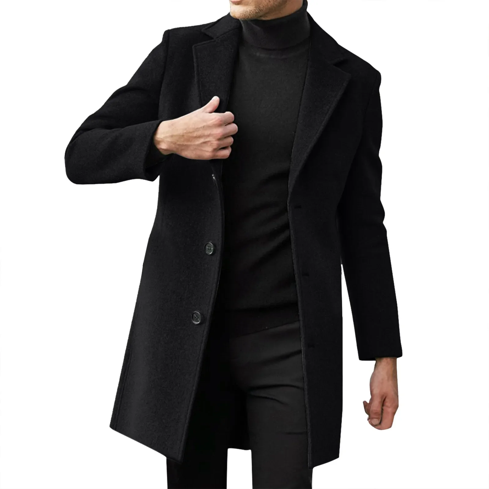 2025 Fashion Men Wool & Blends Mens Casual Business Trench Coat Mens Leisure Overcoat Male Punk Style Blends Dust Coats Jackets