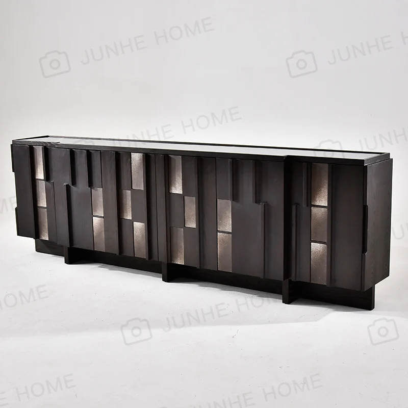 Solid wood sideboard, natural marble countertop storage cabinet, home wine cabinet, furniture customization