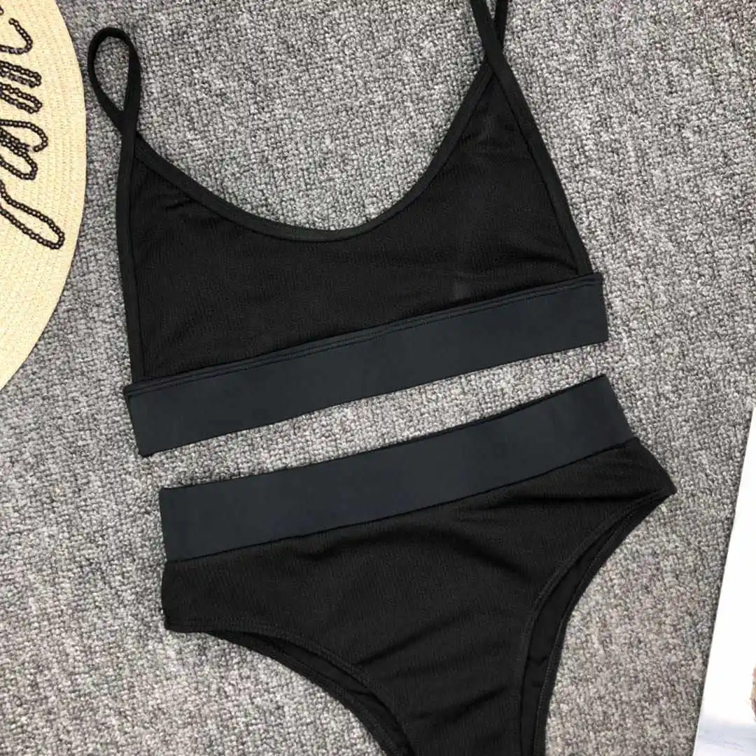 S - XL Sexy Damen-Badeanzug, High-Waist-Bikini, zweiteiliger Bikini-Set, gerippter Badeanzug, Damen-Badebekleidung V2375 – Detail 29