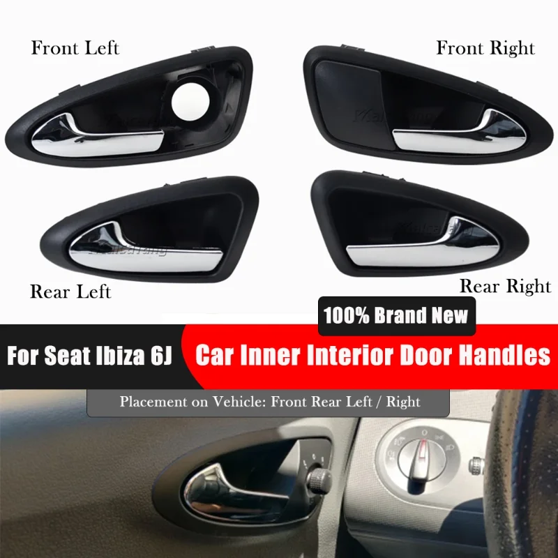 6J1837113AAH1 Left / Right Black For Seat Ibiza 6J 2010-2022 Door Handles Auto Inner Door Handles ABS Car Interior