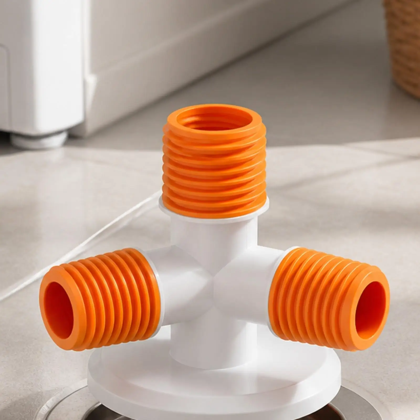 Washing Machine Drain Connector 4 Way Floor Drain Adapter ABS Silicone Multi Outlet for Laundry Room Sink PVC Pipe Fits 32