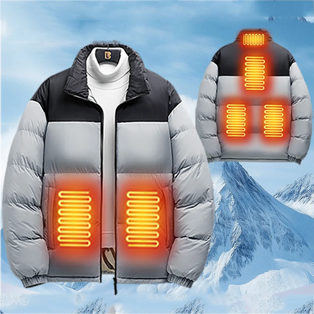 USB Rechargeable Heating Jacket 6 Zone Heating Intelligent Temperature Control Multi Gear Hooded Jacket Heated Cotton jacket