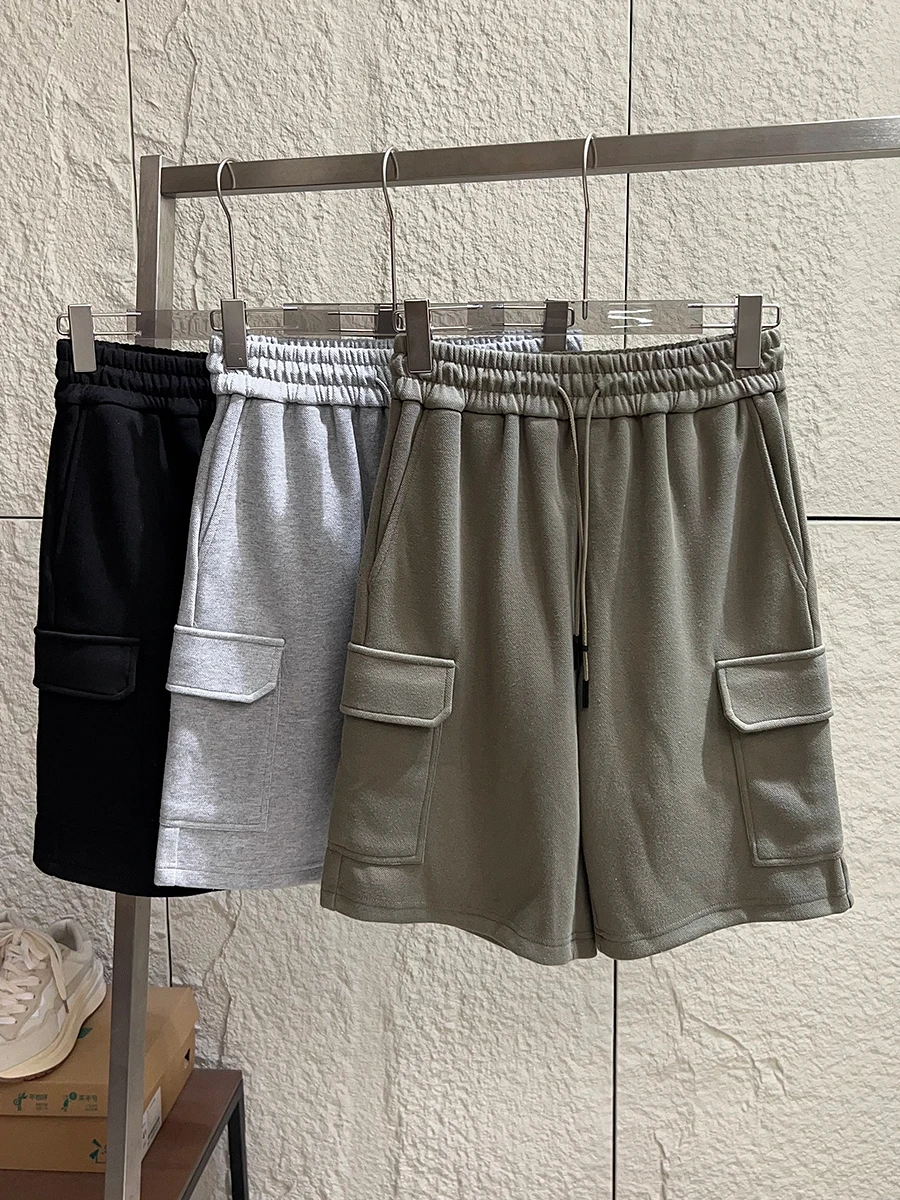 

Men's Summer Casual Elastic Waist Cotton Shorts Draped Style Five-Point Pants Trendy Loose Fit Straight Leg Short Pants