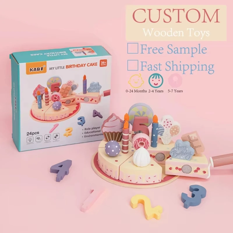 لعبة محاكاة خشبية لغز كعكة عيد الميلاد للأطفال التعليم المبكر ألعاب المطبخ التظاهرية