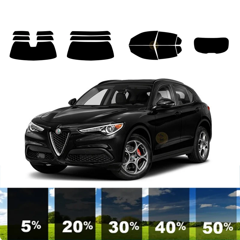 

precut Removable Window Tint Film For Car 100% UVR 5%-35%VLT Heat Insulation Carbon ﻿For ALFA ROMEO STELVIO 4DR SUV 2018-2024