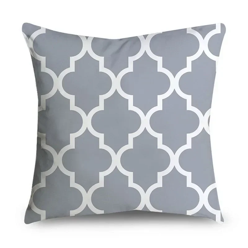 45*45cm Gray Striped Geometric Cushion Cover Polyester Pillowcase Cojines Decorativos Para Sofa Home Bedroom Sofa Decor
