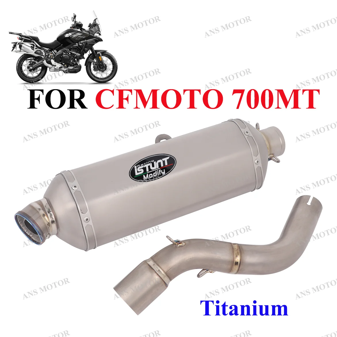

For CFMOTO 700MT Motorcycle Exhaust Middle Link Pipe Slip On 700MT Exhaust Muffler Titanium