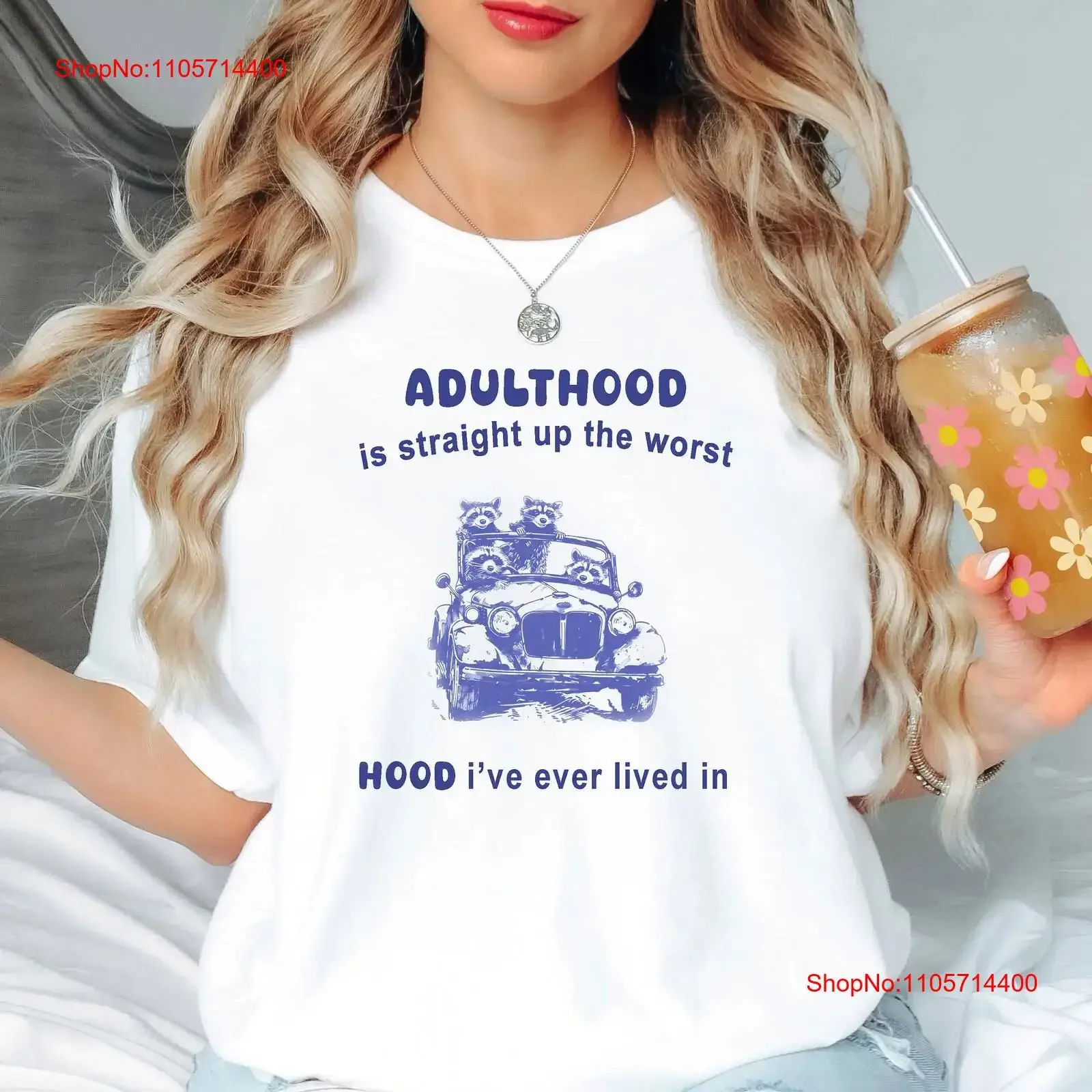 Adulthood Is The Worst Hood T Shirt Vintage Style Funny Oddly Specific Dad Joke Meme vintage Washed streetwear designer clothes