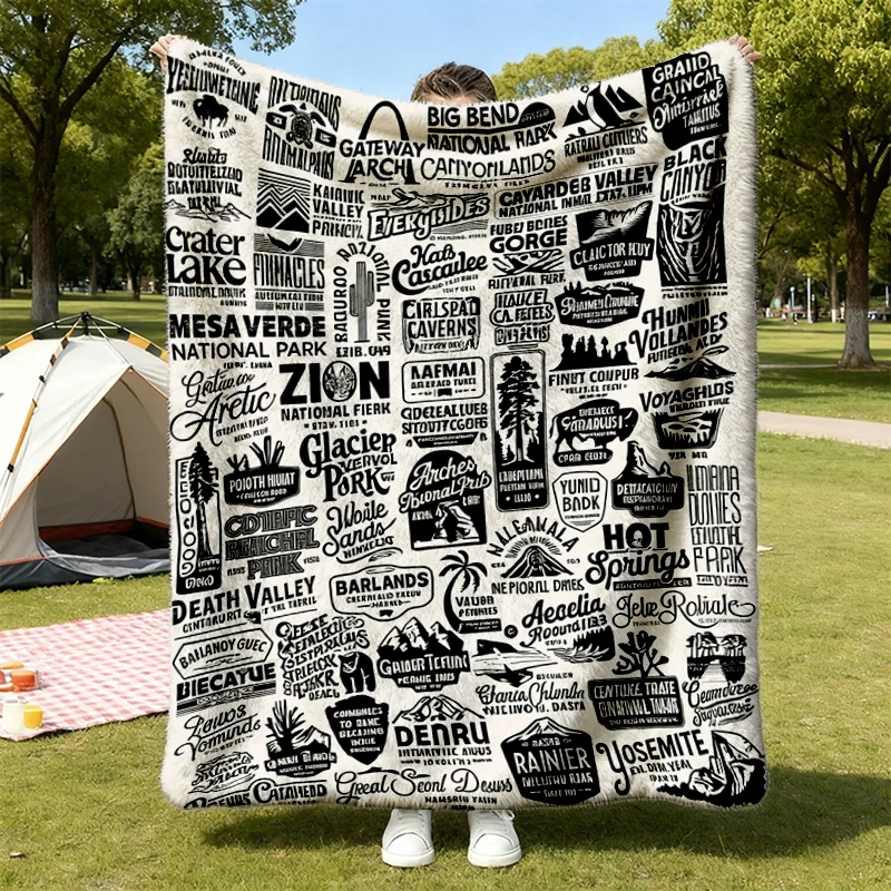 Vintage National Park Warm Blanket  National Park Lovers Warm Blanket Outdoor Lover Hiking Warm Blanket Na