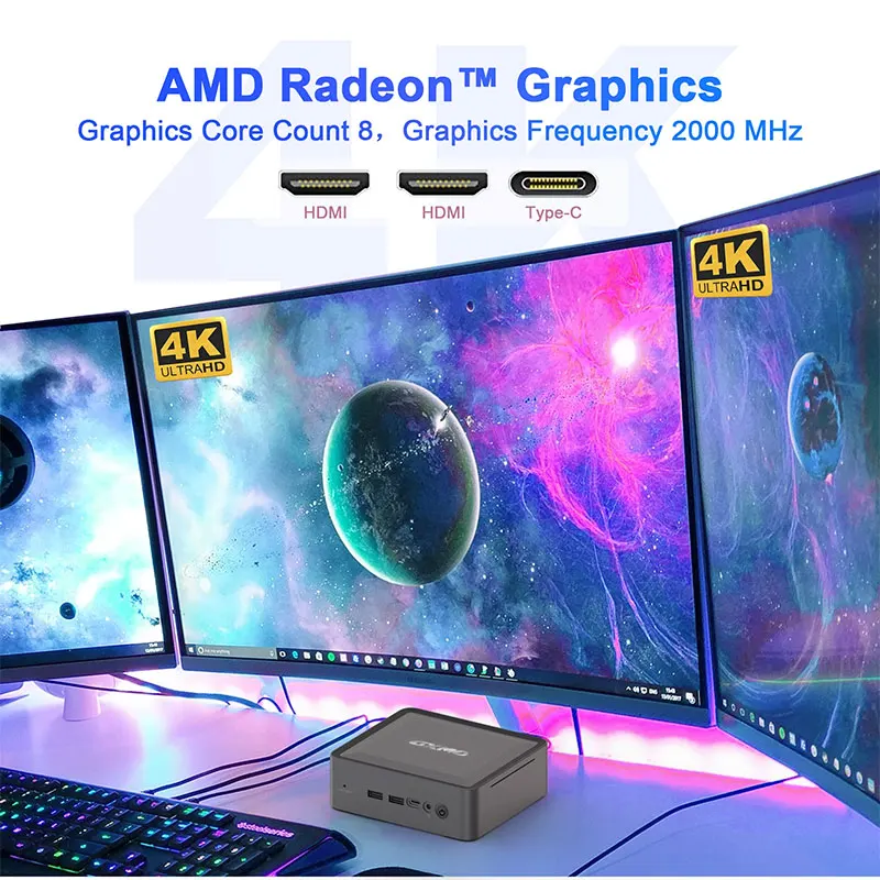 Imagem -03 - Amd Ryzen 5800u Amd Radeon Graphics Core 2000mhz Desktop Suporte a Gamer Gxmo-u58 Mini pc Gaming Computer 4k