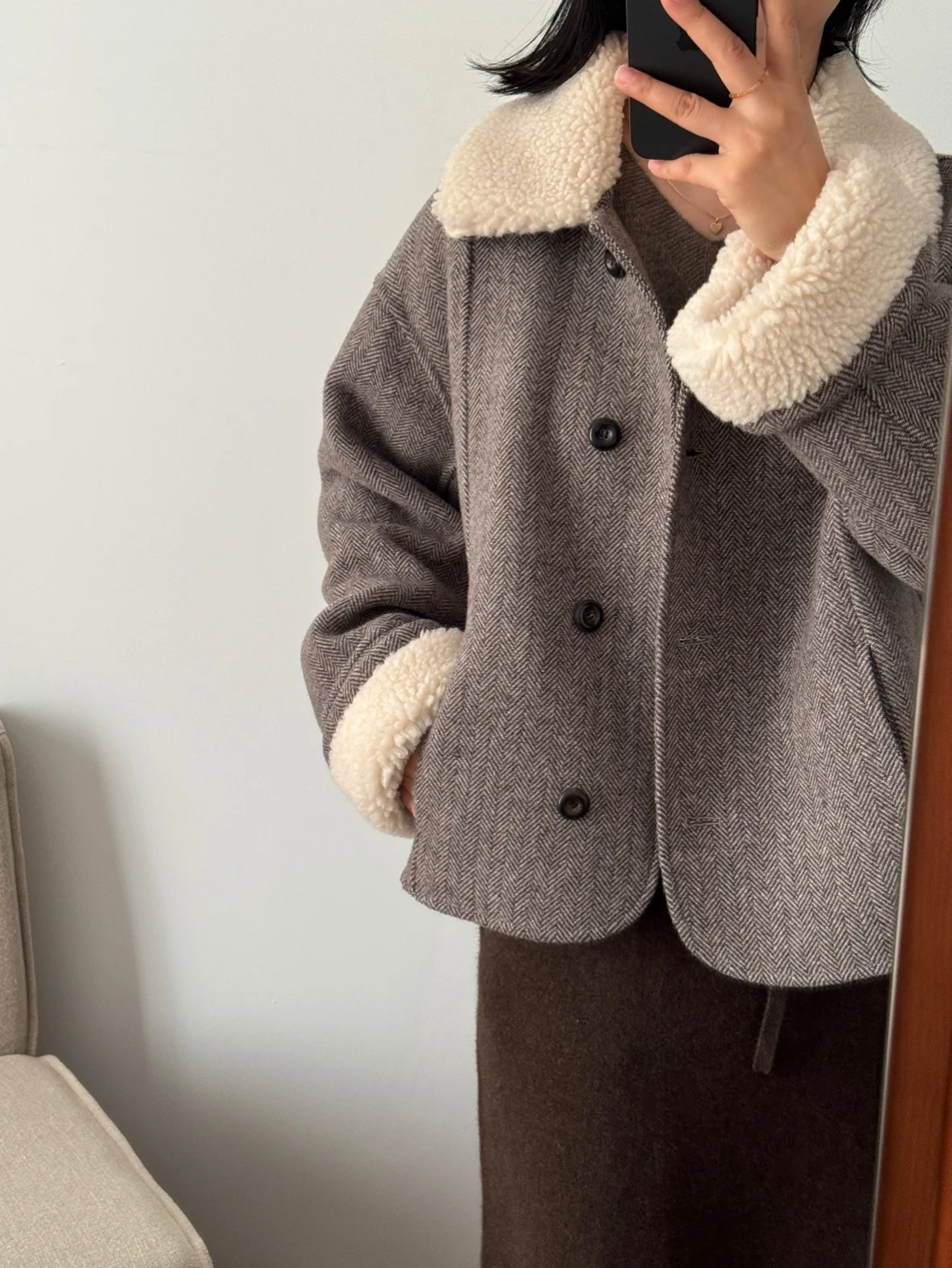 

Upstr 2023 Autumn Winter New Arrival Lamb Fur Collar Korean Sle Agel Comfortable Warm Woolen ort Coat