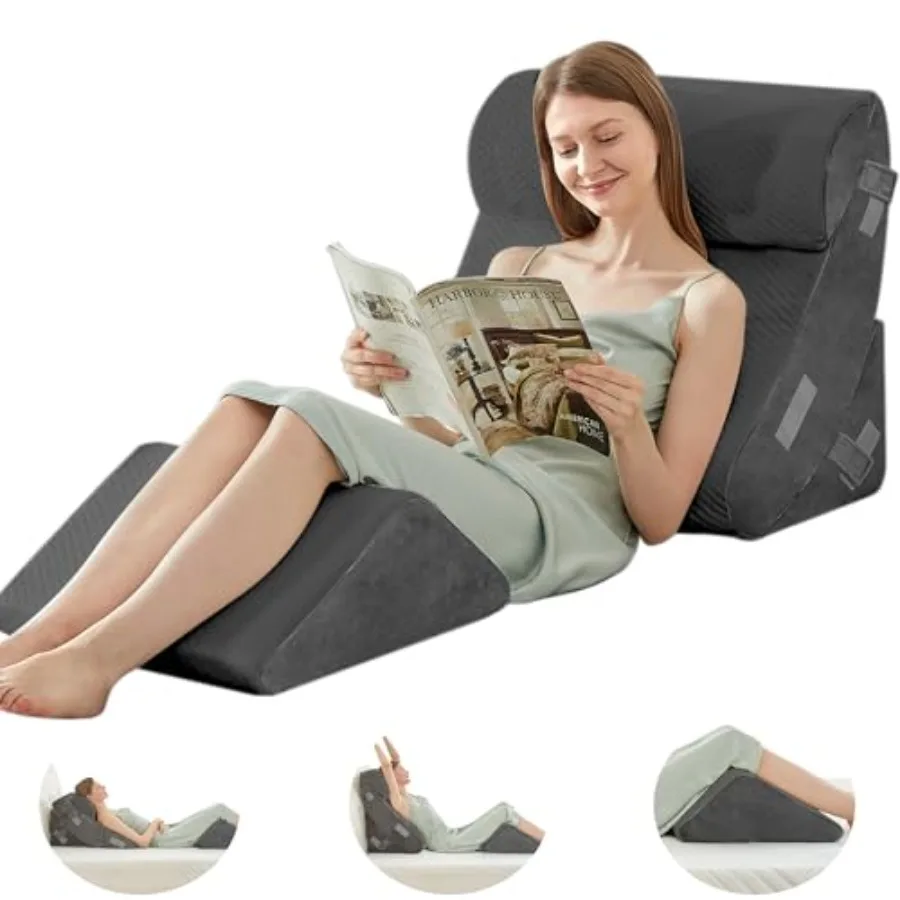 

4PCS ed Wed Pillow Post Sur Ortopedic Sleng Wed Pillow t for ack Neck and Leg Pain Relief Acid Reflux RD Memory Foam Support Pi