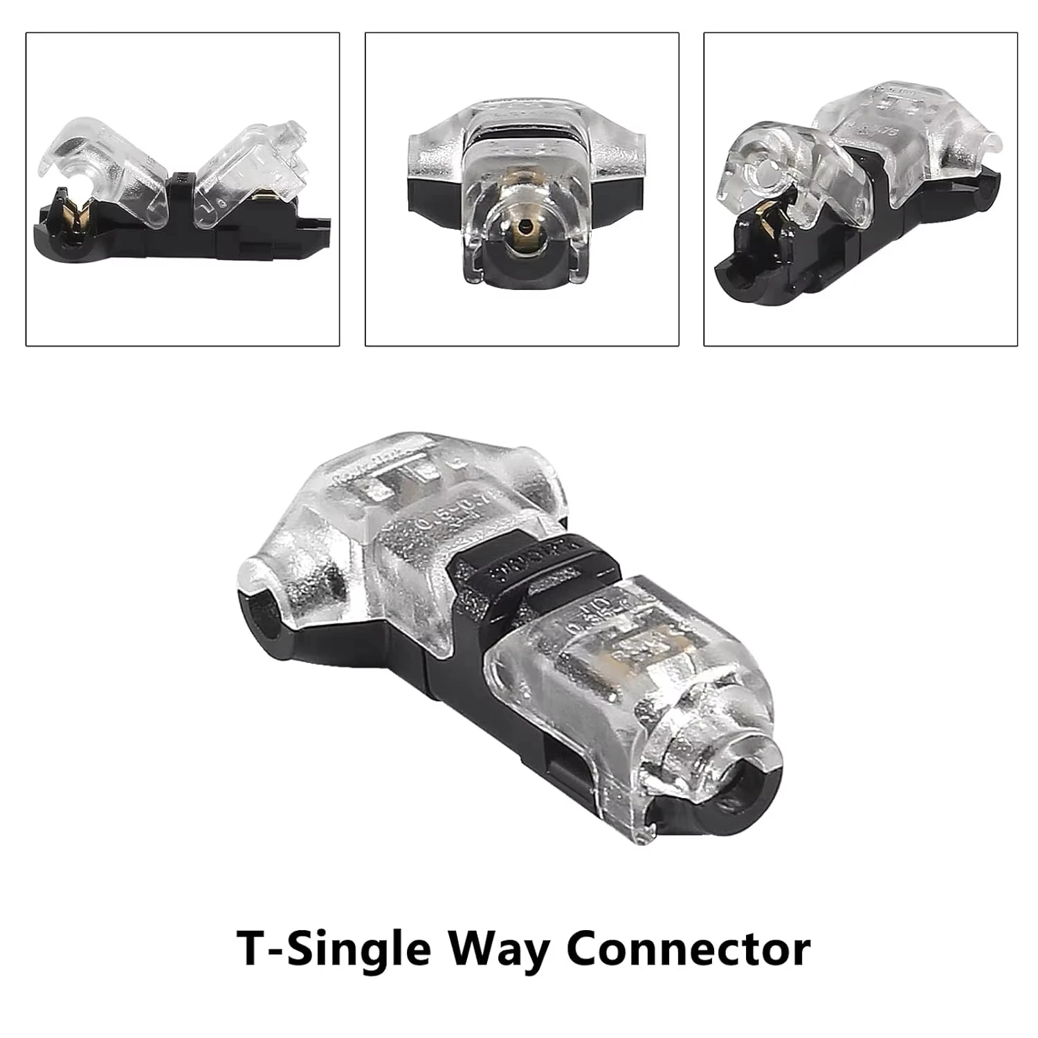 

Universal Quick Splice T Type Low Voltage Wire Connector Mini Solderless No Stripping Tool Free One Pin Two Way Terminal Joint
