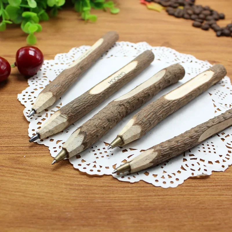 50pcs 17CM Eco-Friendly Natural Branch Wood Pencil degrades eco-friendly bark ballpoint pens