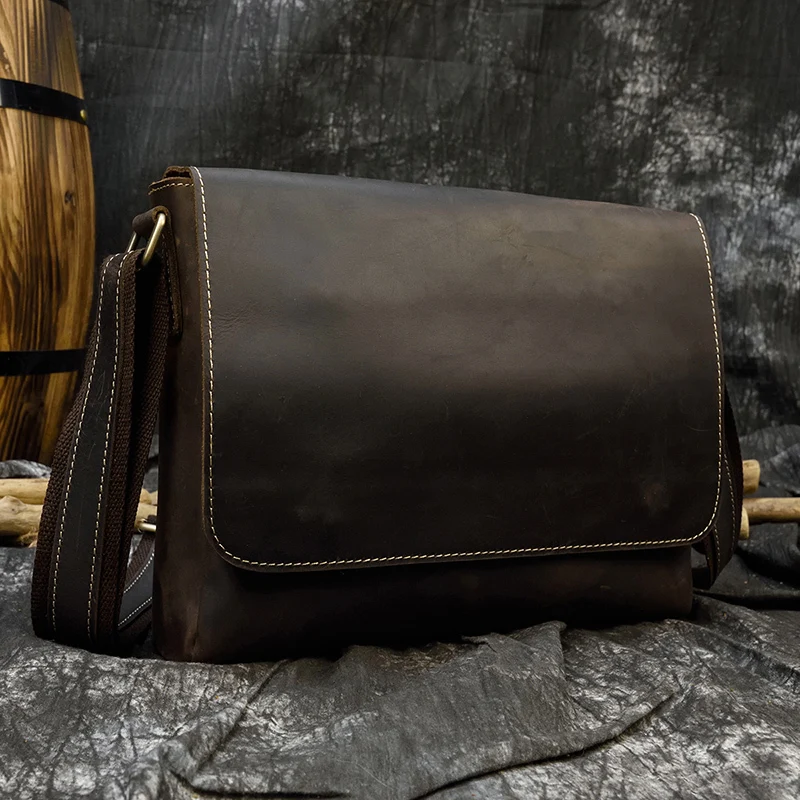 Maletines de cuero Crazy Horse Vintage para hombre, bolso para portátil, bolsos de oficina, bolsos de mensajero, bolso de cuero para hombre, bolsos para computadora