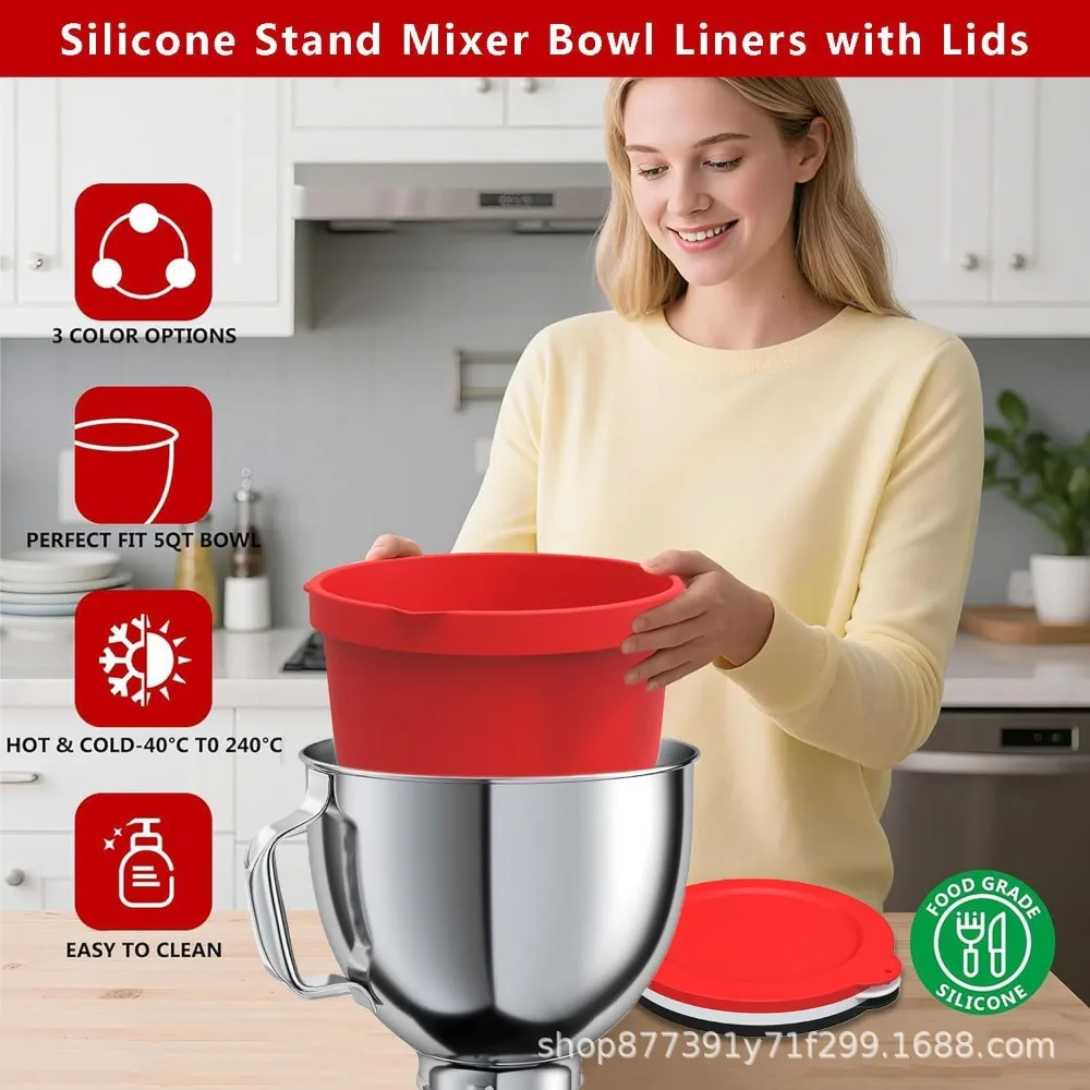 

1 Pc Random Silicone Liner for KitchenAid Tilt Head 5QT Stand Mixer, Mixing Bowl Liner for Kitchen Aid 4.5-5 QT Blender
