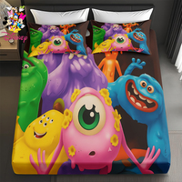 2/3pcs Disney Licensed Monsters Fitted Sheet Set,Digital Print Festive Bedroom & Dormitory Decoration
