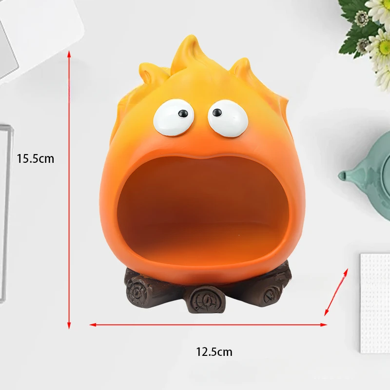 New Calcifer Fire Desktop Decoration Creative Home Living Room Porch Key Storage Tray Cartoon Snack Organizer Table Ornaments