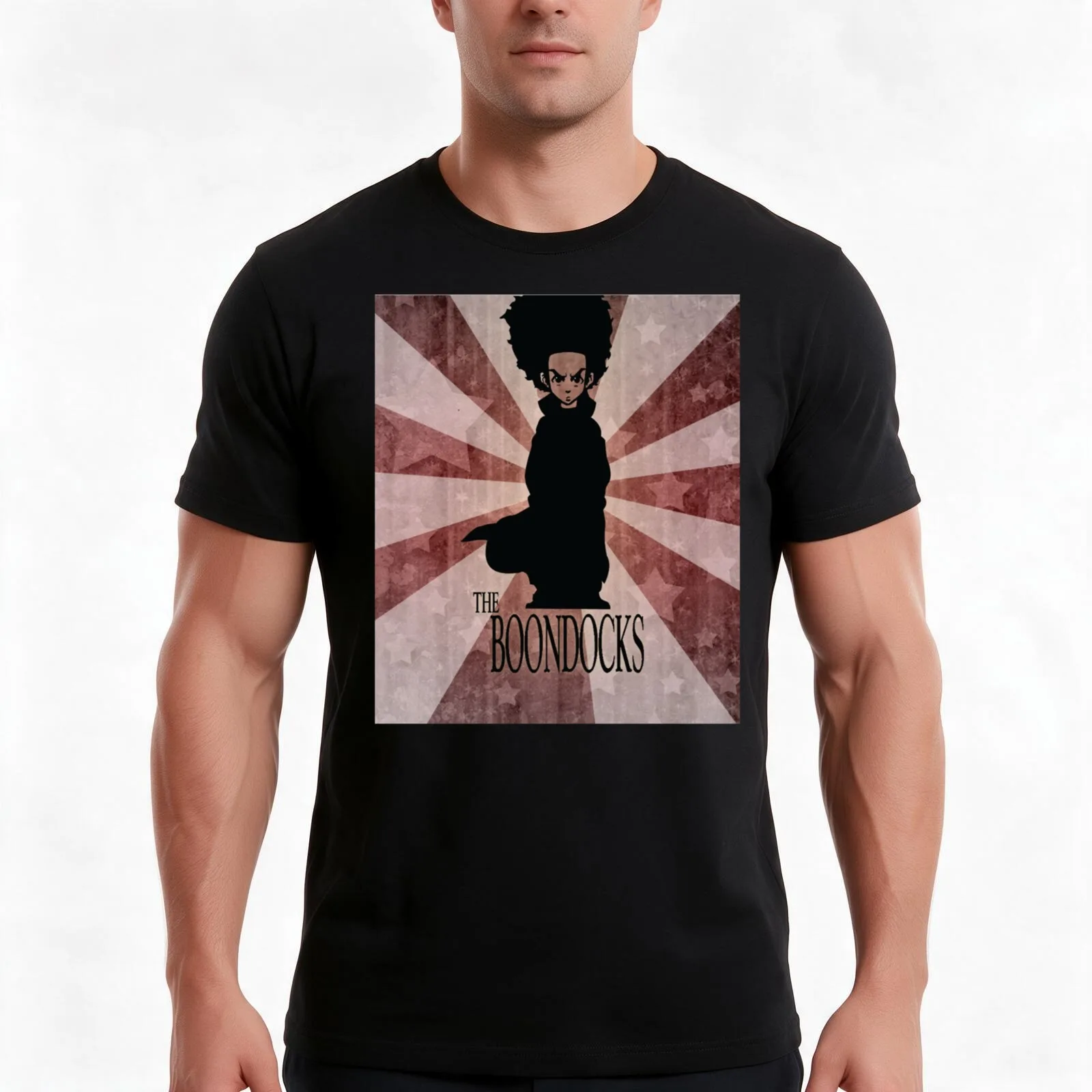 The Boondocks Huey T-Shirt, Summer Casual Cotton Tee, Oversized Streetwear Tops, Vintage Graphic Print, Loose Fit Short Sleeve
