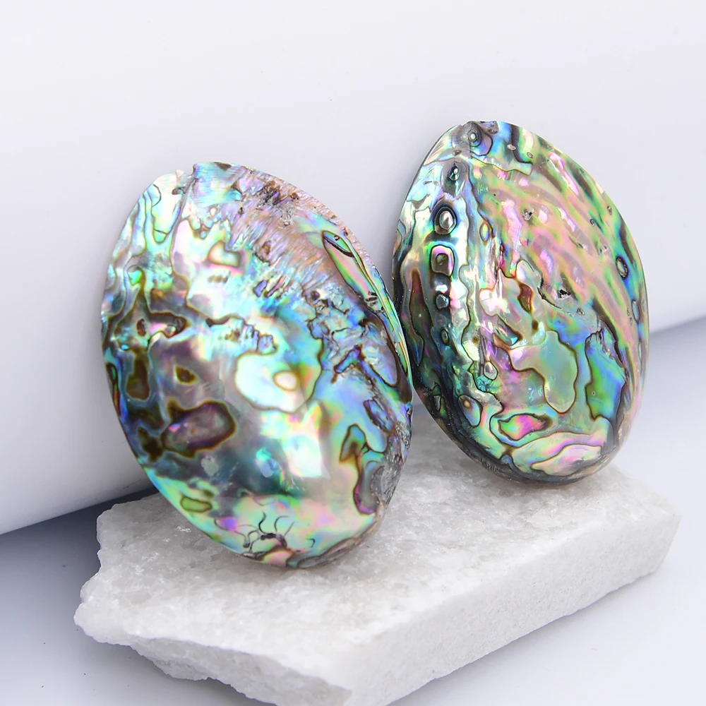 

APDGG 5 Pcs Large Natural Rainbow Color Abalone Shell Pendant Beads Jewelry DIY