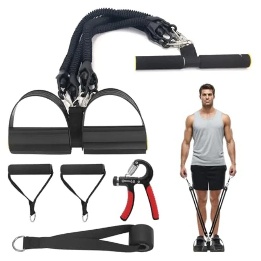 

2026 Upgrade Foot Pedal Resistance Band, Adjustable 4-Tube Elastic Pull Rope Fitness Sit-up Exercise Equipment at Home Gym Arm