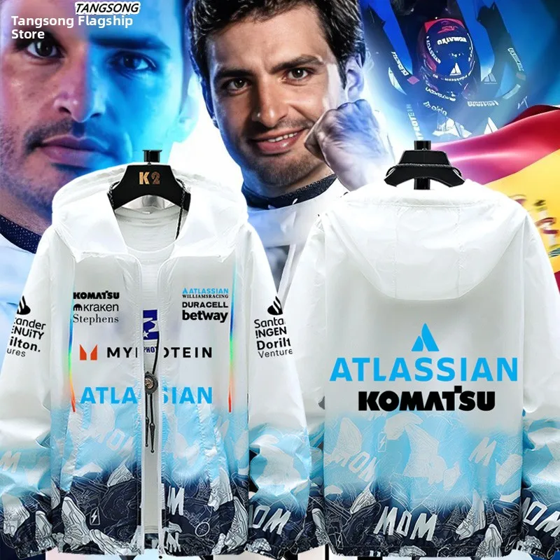 

Ultra-Thin Williams F Racing T Sun Protection Jaet Men's Outerwear Breathable Long Sve Hooded Zipper Polyester Fiber