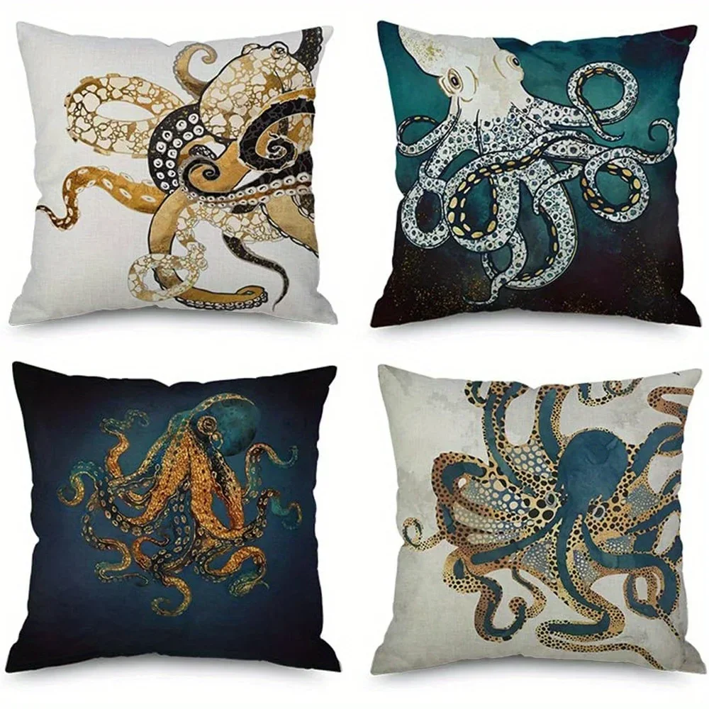Home Decor Stylish Octopus Patterns Throw Pillow Covers Pattern Cushion Cover Suitable For Sofa Bedroom Car Pillow Cover