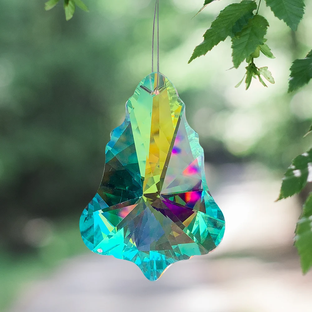 75MM Polished AB Color Faceted Prism Christmas Tree Gourd Leave Crystal Glass Pendant Rainbow Suncatcher Chandelier Dangle Decor