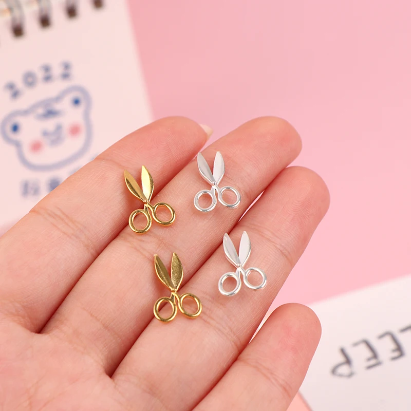 2Pcs 1:12 Dollhouse Mini Silver/Gold Metal Scissors Model Furniture Accessories For Doll House Decor Kids Pretend Play Toys