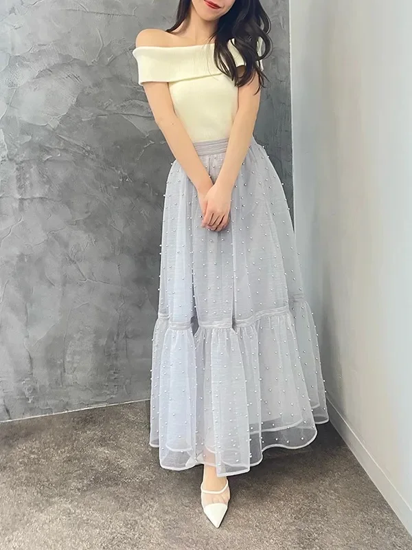 

Модная универсальная юбка-полусолнце с жемчужным декором от Seino Home, новинка лета 2024, элегантное женское платье