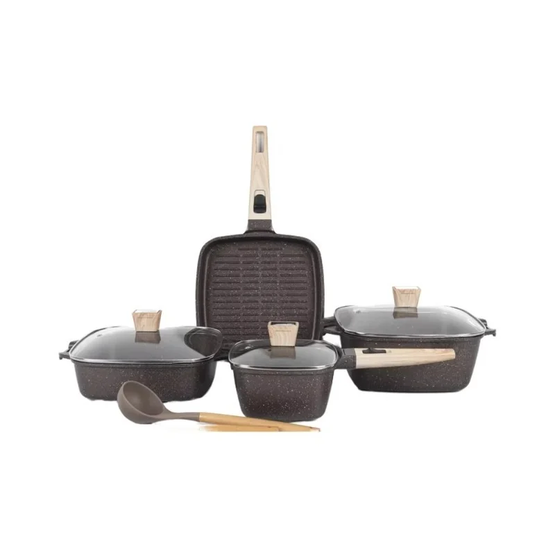 Metal cookware set die-cast aluminum non-stick soup pot sustainable
