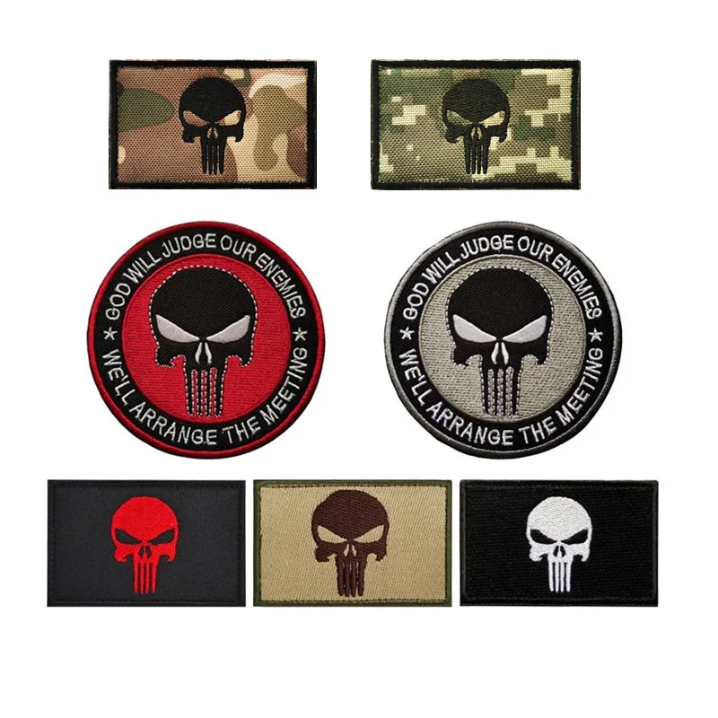 Odznaka wojskowa Punisher Patch Tactical Army Fan Series 3D Haftowana opaska na ramię Plecak Naklejka Naszywki na ubrania Haczyki Naszywki