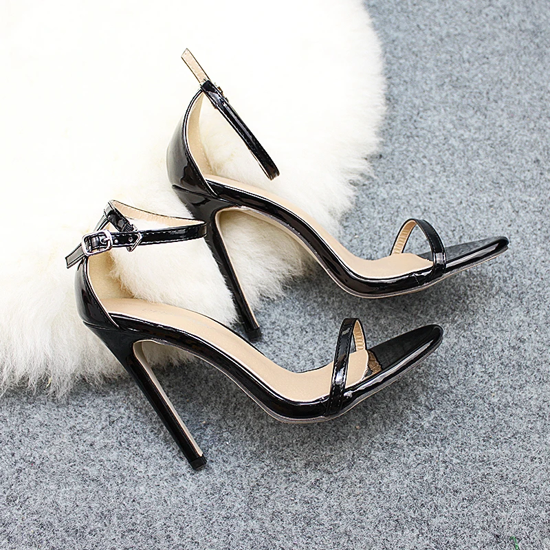 Sexy Women Pumps Gold Silver Women High Heels Peep Toe Sandals With Buckle Wedding Shoes Stiletto Female Plus Size 11cm