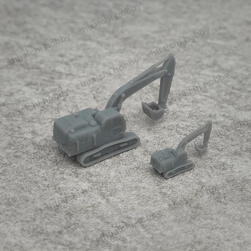 5PCS 1/700 1/350 Resin Model Caterpillar Excavator Length 1.32/2.63cm Uncolored Simulation Digger Small Engineering Vehicle Toys