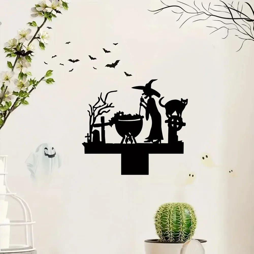 1pc Elegant Witch Desktop Decorations: Desktop Metal Elegance and Bookends Ornamentation. Sophisticated Halloween Decor