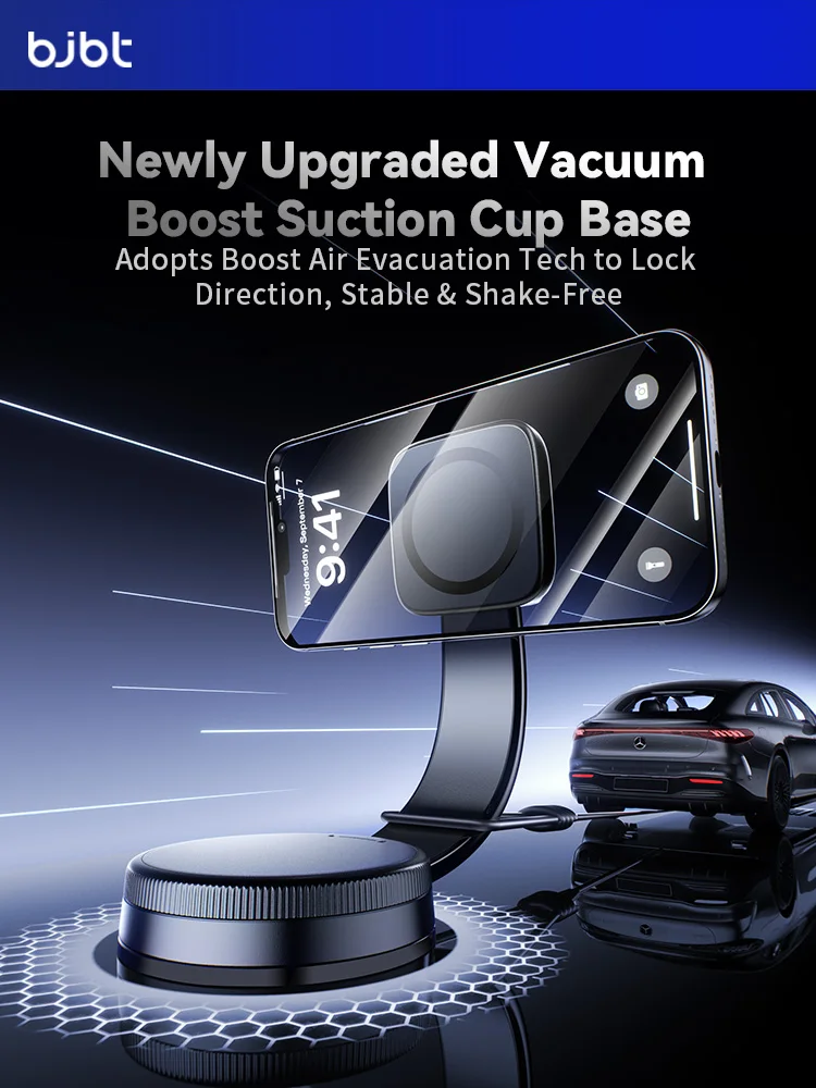 

BJBT Magnetic Car Phone Mount Strong Magnet Dashboard Windshield Suction Cup Phone Holder Adjustable Telescopic Arm Accessories