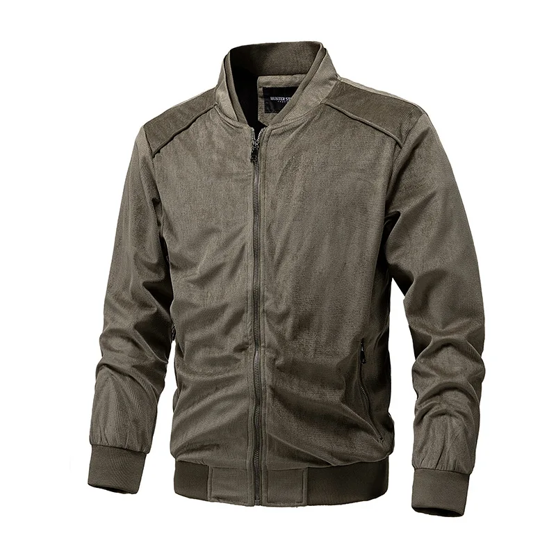 Spring Autumn Suede Varsity Jacket Men Fashion Casual Solid Color Baseball Jacket Male O-neck Jackets