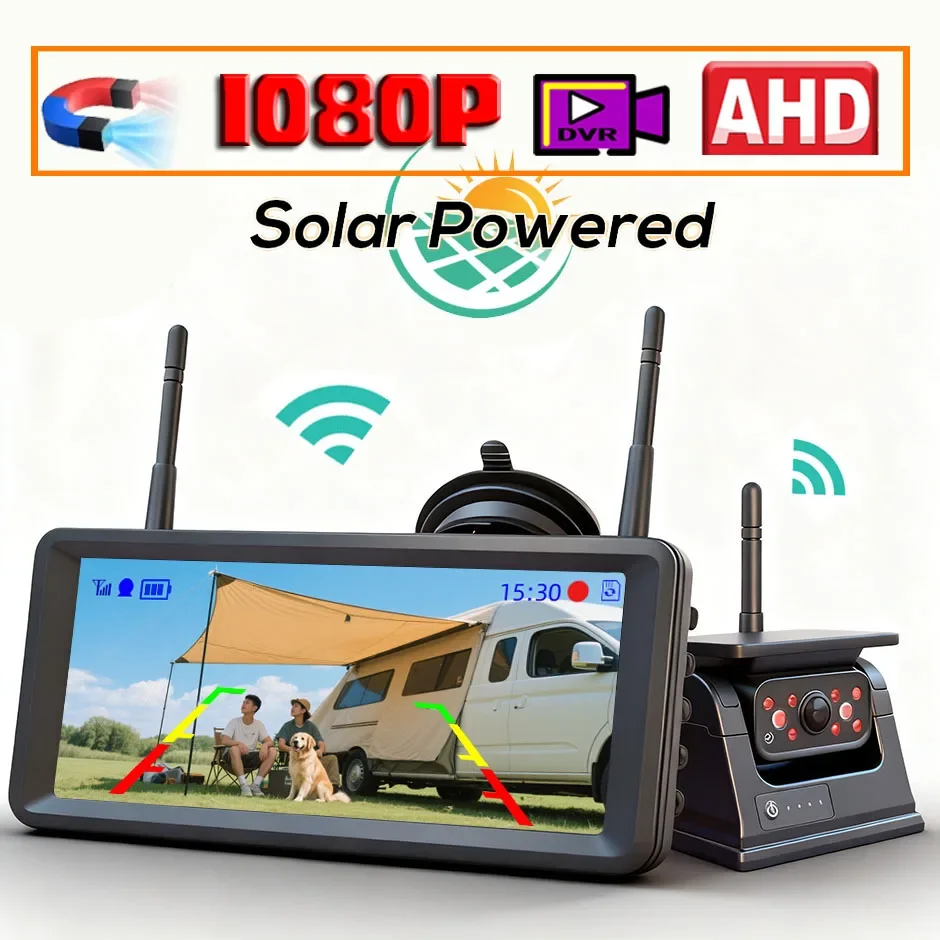 Wireless Solar Powered Energy Magnet Reverse Backup Camera with 7