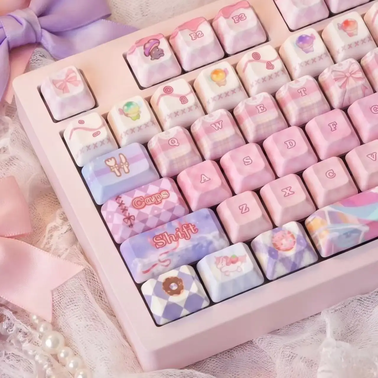 122 Keys Cute Infinity Nikki  Keycaps Nikki Theme Keycap   PBT DYE-Sub Cherry Profile for Made68 Mad68 Wooting 60