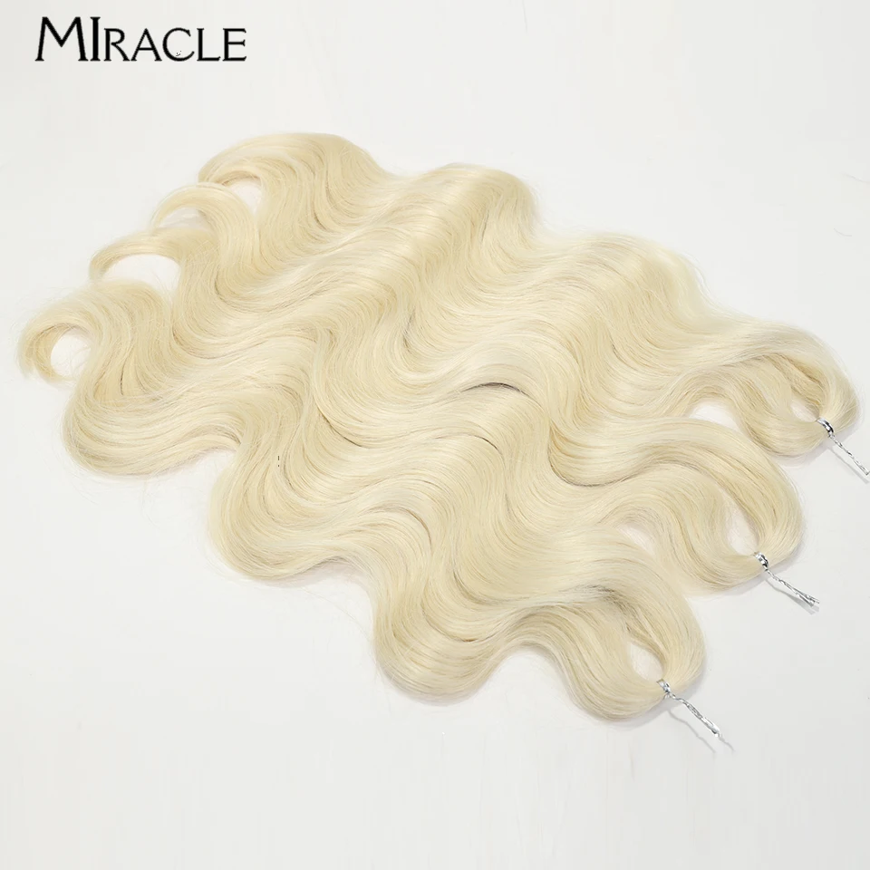 MIRACLE Synthetic Braiding Hair 24 Inch 3PCS Soft Body Wave Hair Extensions Crochet Hair Omber Cosplay Colorful Blonde